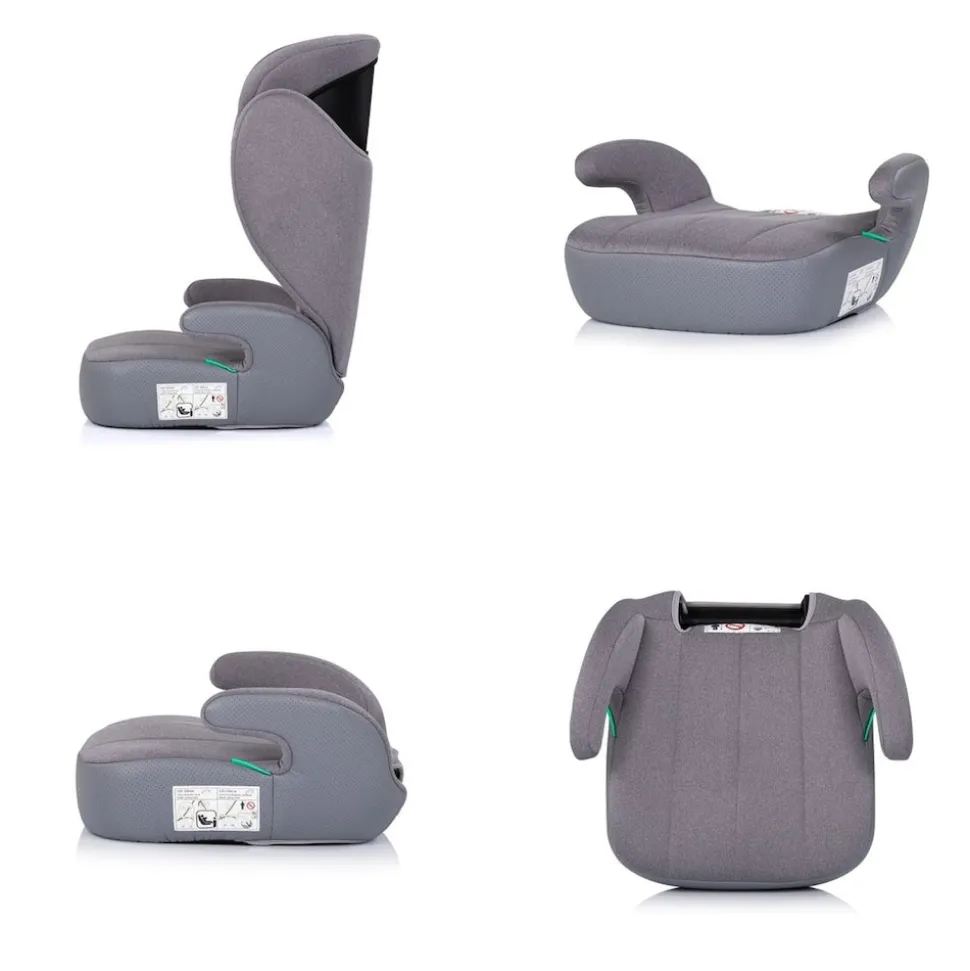 Chipolino Kindersitz Cyber i-Size (100-150cm) Sitzerhöhung, höhenverstellbar grau