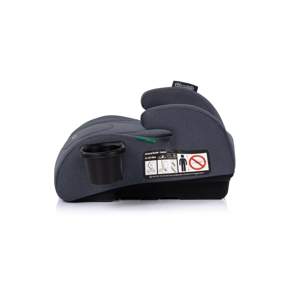 Chipolino Kindersitzerhöhung Go Boost i-Size (125-150cm) Getränkehalter waschbar dunkelgrau