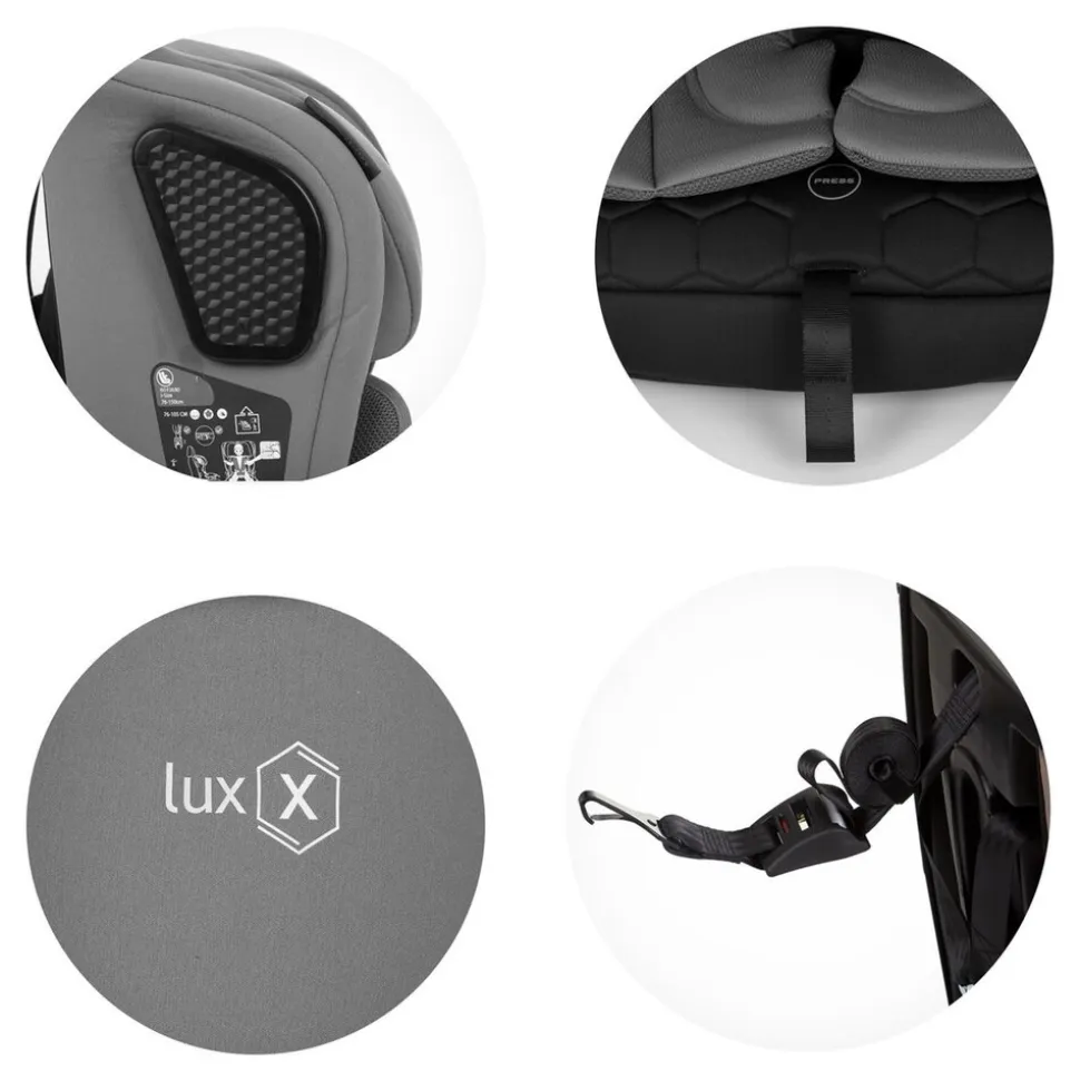 Chipolino Kindersitz i-Size LUX X (76-150cm) Gruppe 1/2/3, Isofix, Top Tether grau