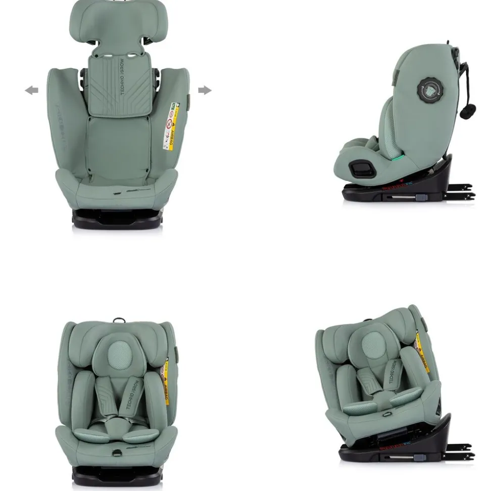 Chipolino Kindersitz Techno iGROW i-Size (40-150cm) Isofix Top Tether Kopfstütze grün