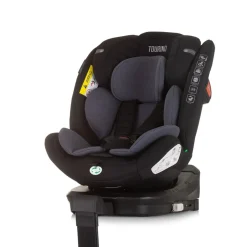 Chipolino Kindersitz Tourino i-Size (40-150cm) Isofix, höhenverstellbar, drehbar schwarz/grau