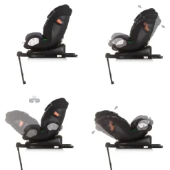 Chipolino Kindersitz Tourino i-Size (40-150cm) Isofix, höhenverstellbar, drehbar schwarz/grau