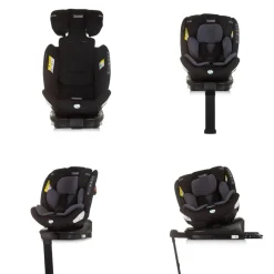 Chipolino Kindersitz Tourino i-Size (40-150cm) Isofix, höhenverstellbar, drehbar schwarz/grau