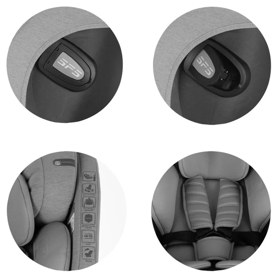 Chipolino Kindersitz Tourino i-Size (40-150cm) Isofix, höhenverstellbar, drehbar schwarz/grau