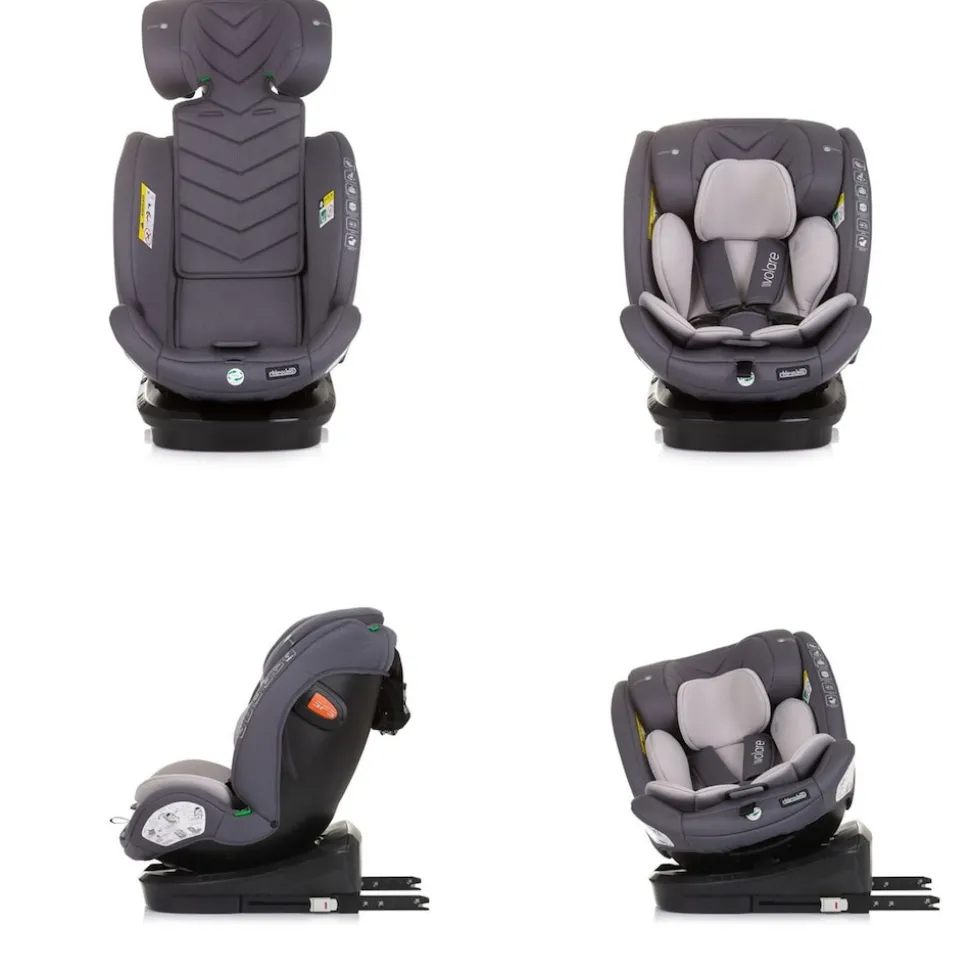 Chipolino Kindersitz Volare i-Size (40-150cm) Isofix, drehbar, SPS, Top Tether grau