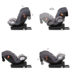 Chipolino Kindersitz Volare i-Size (40-150cm) Isofix, drehbar, SPS, Top Tether grau