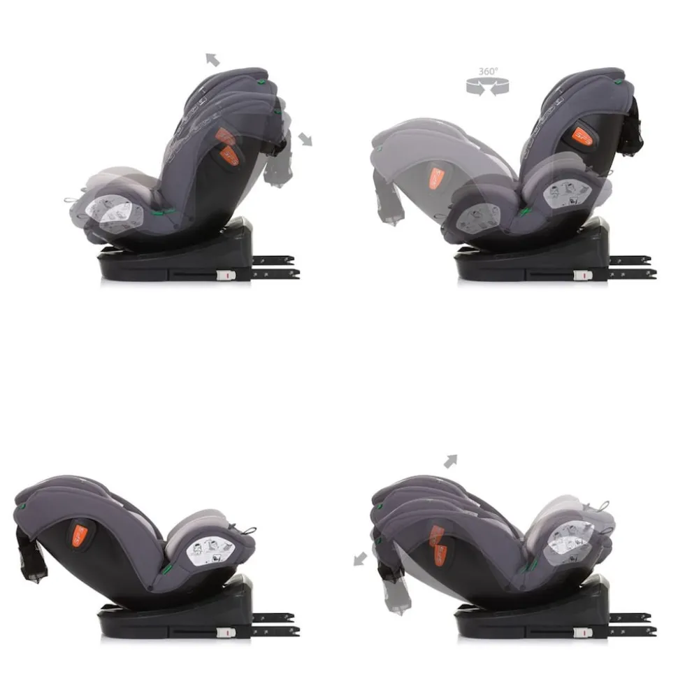 Chipolino Kindersitz Volare i-Size (40-150cm) Isofix, drehbar, SPS, Top Tether grau