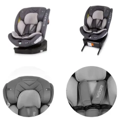 Chipolino Kindersitz Volare i-Size (40-150cm) Isofix, drehbar, SPS, Top Tether grau