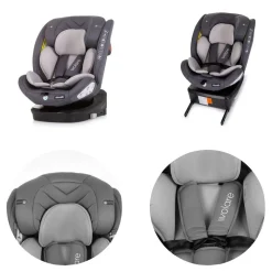 Chipolino Kindersitz Volare i-Size (40-150cm) Isofix, drehbar, SPS, Top Tether grau