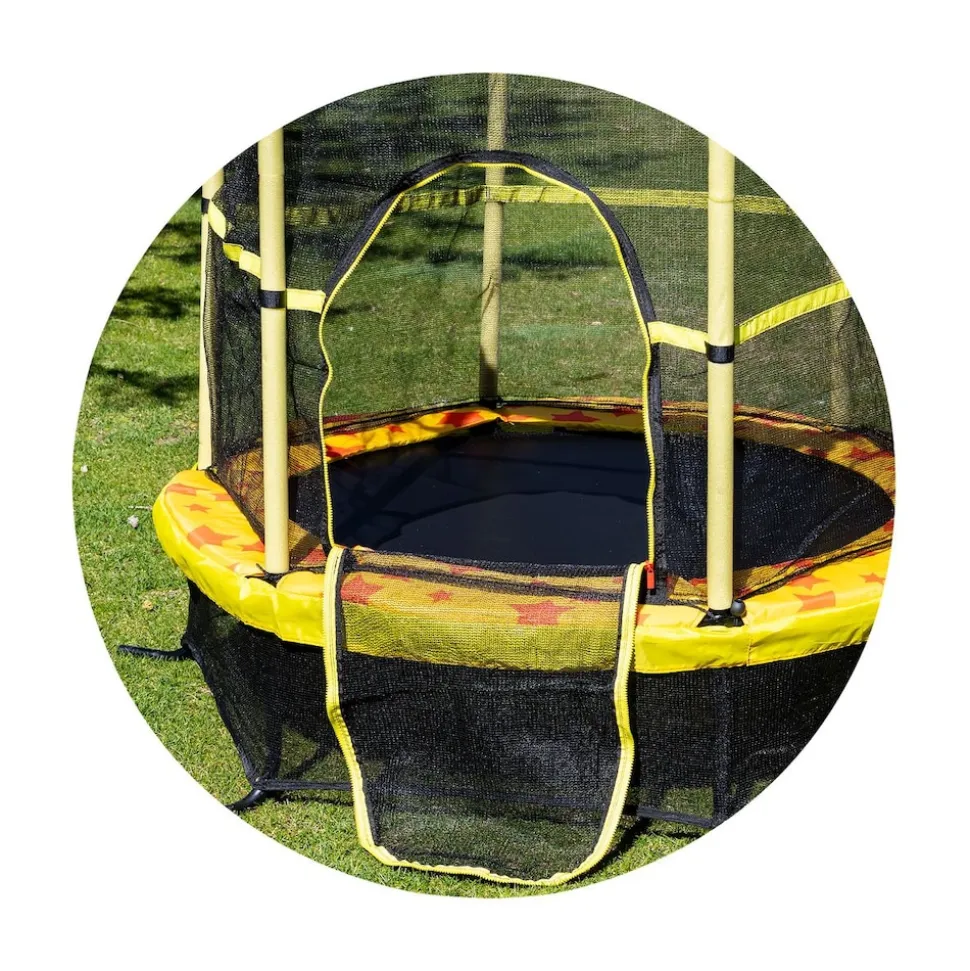 Chipolino Kindertrampolin Funny 140 cm Gummibänder Federabdeckung Reißverschluss gelb