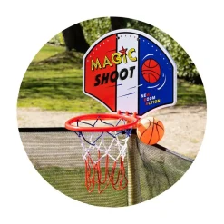 Chipolino Kindertrampolin Sporty 140 cm Basketballkorb Leiter Federabdeckung gelb