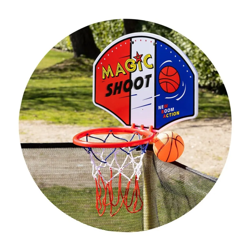 Chipolino Kindertrampolin Sporty 140 cm Basketballkorb Leiter Federabdeckung gelb