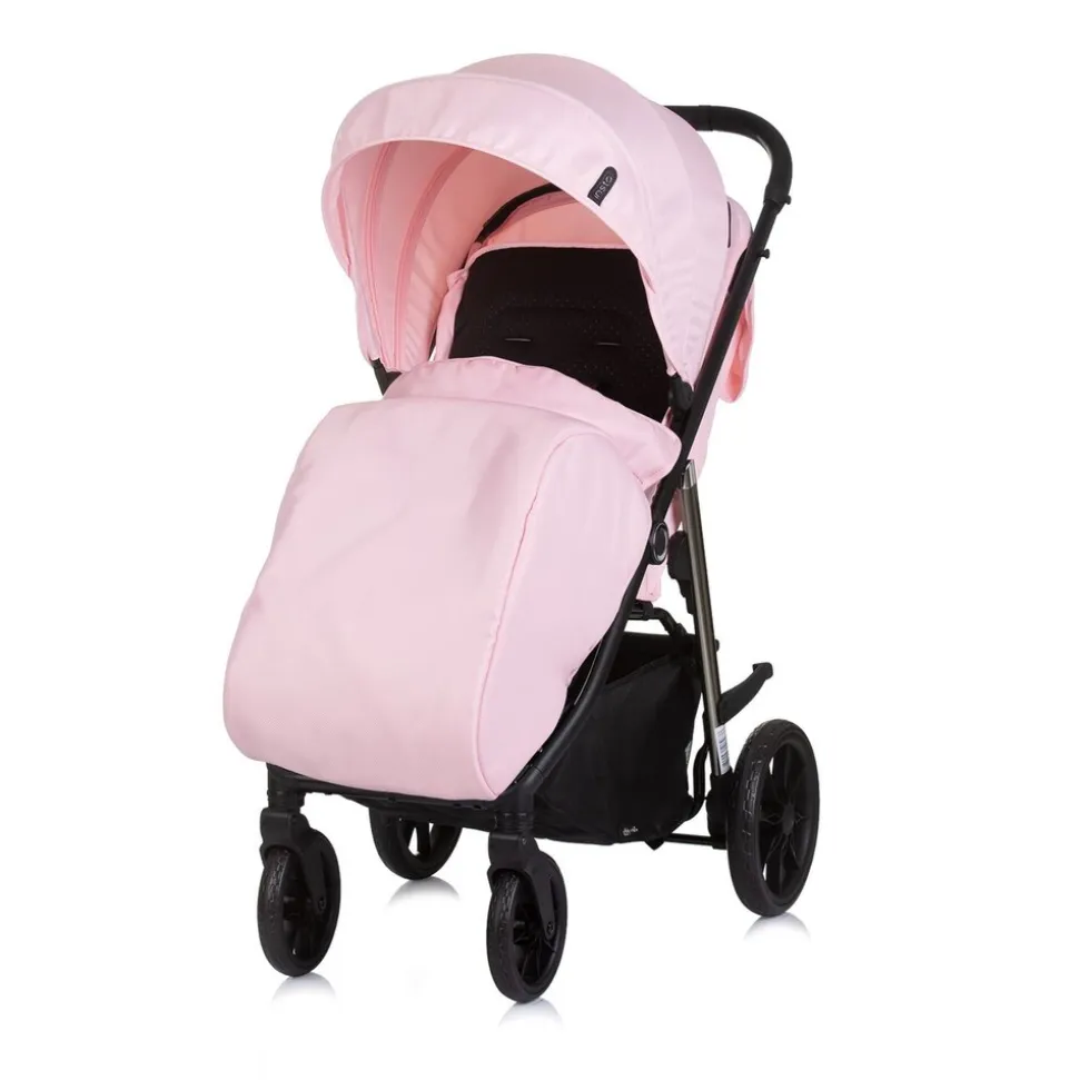 Chipolino Kinderwagen Buggy Insta, Fußabdeckung, Federung, Korb, Gurt, klappbar rosa
