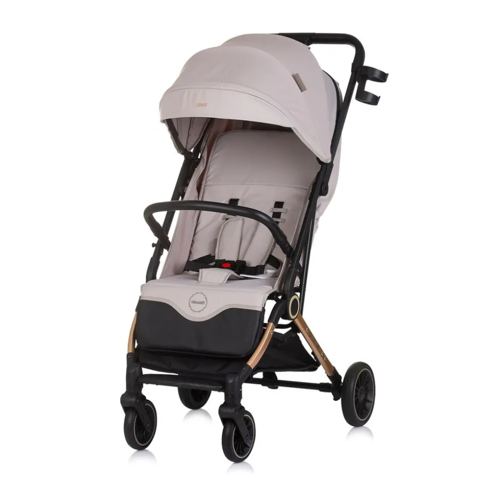 Chipolino Kinderwagen, Buggy Pixie zusammenklappbar Getränkehalter Korb 22 kg hellbraun