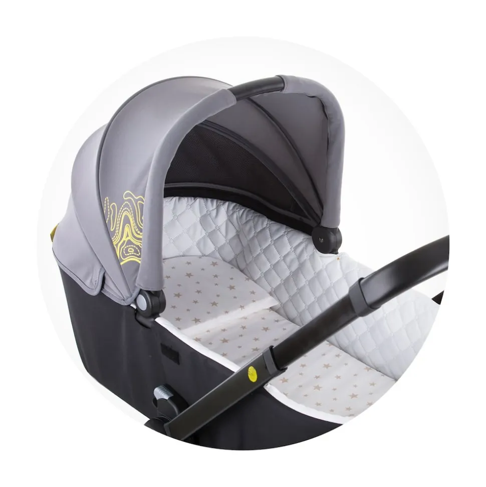 Chipolino Kinderwagen Einlage, Kopfkissen Sternenmuster, atmungsaktiv universal grau