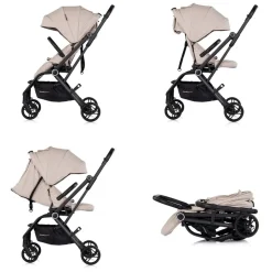 Chipolino Kinderwagen Go Twist Sitz drehbar PU-Reifen klappbar Federung Korb beige