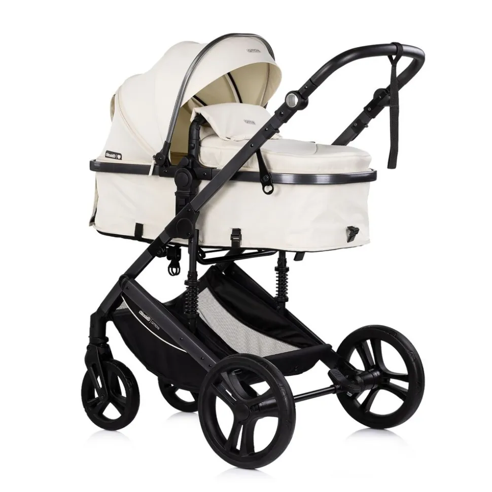 Chipolino Kinderwagen 3 in 1 Amore Babyschale Adapter Wickeltasche Fußabdeckung beige-schwarz