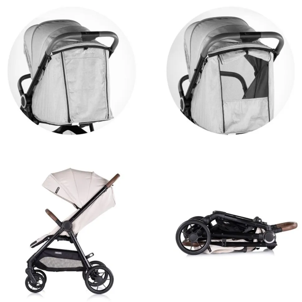 Chipolino Kinderwagen Ultera Buggy klappbar Korb Federung Hinterradbremse Gurt hellbraun