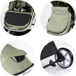 Chipolino Kombikinderwagen 2 in 1 Vista Wickeltasche, Fußabdeckung, Korb, Gurt grün