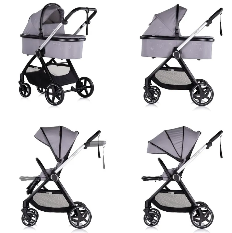 Chipolino Kombikinderwagen 3 in1 Marbella Fußabdeckung Einlage i-Size Babyschale grau