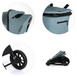 Chipolino Kombikinderwagen Magnum 3 in 1 Babywanne Sportsitz i-Size Babyschale grün