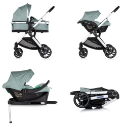 Chipolino Kombikinderwagen Euphoria 3in1 Sportsitz Babyschale umbaubar klappbar grün