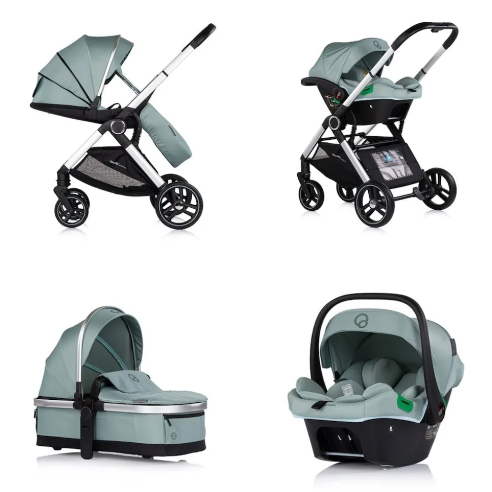 Chipolino Kombikinderwagen Euphoria 3in1 Sportsitz Babyschale umbaubar klappbar grün