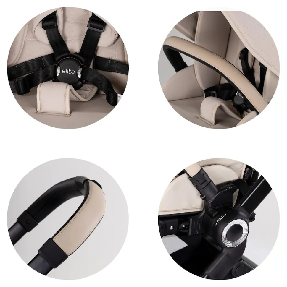 Chipolino Kombikinderwagen Elite 2 in 1 next GEN klappbar Fußsack Moskitonetz beige