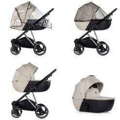 Chipolino Kombikinderwagen 3 in 1 Imperium Babyschale Babywanne Tasche Korb Gurt beige