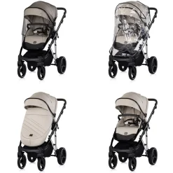 Chipolino Kombikinderwagen 3 in 1 Imperium Babyschale Babywanne Tasche Korb Gurt beige