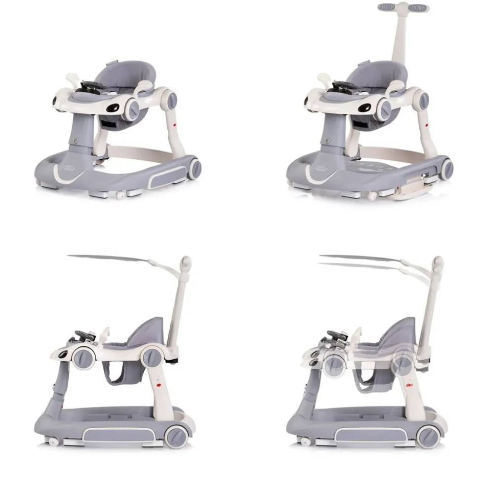 Chipolino Lauflernhilfe Happy Walker 5 in 1 Schaukelfunktion Musik Lichter Räder grau