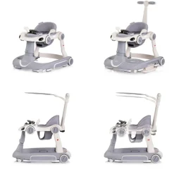 Chipolino Lauflernhilfe Happy Walker 5 in 1 Schaukelfunktion Musik Lichter Räder grau