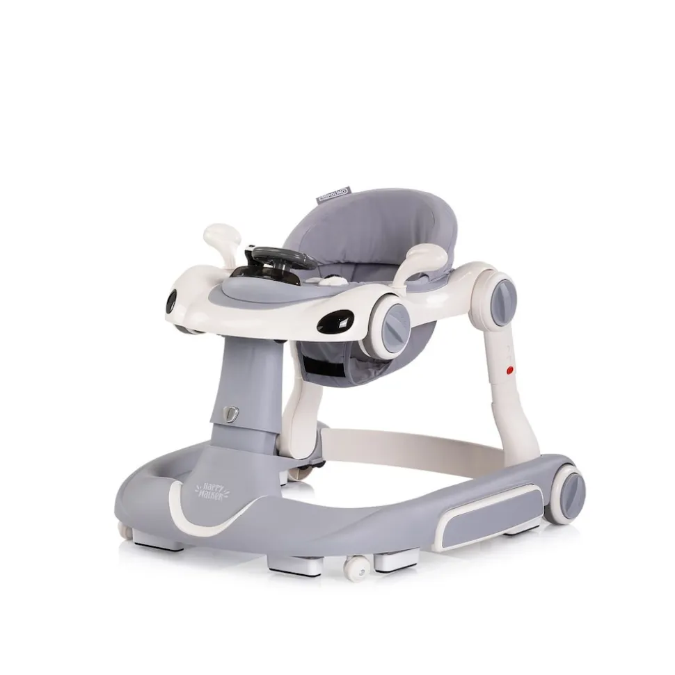 Chipolino Lauflernhilfe Happy Walker 5 in 1 Schaukelfunktion Musik Lichter Räder grau