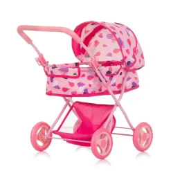 Chipolino Puppenwagen Dora Tasche, klappbar, Softtragetasche, Korb, Sonnendach pink