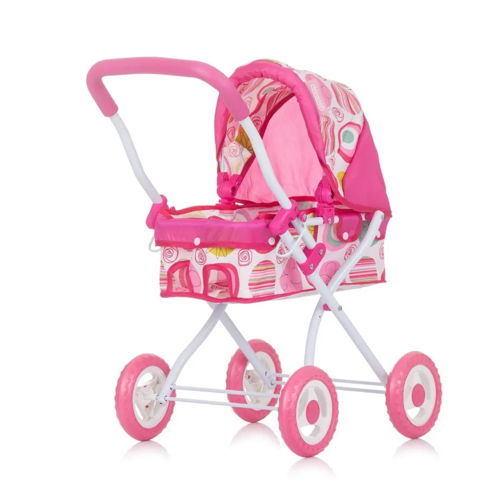 Chipolino Puppenwagen Emily Tasche, Sonnendach verstellbar, zusammenklappbar rosa pink