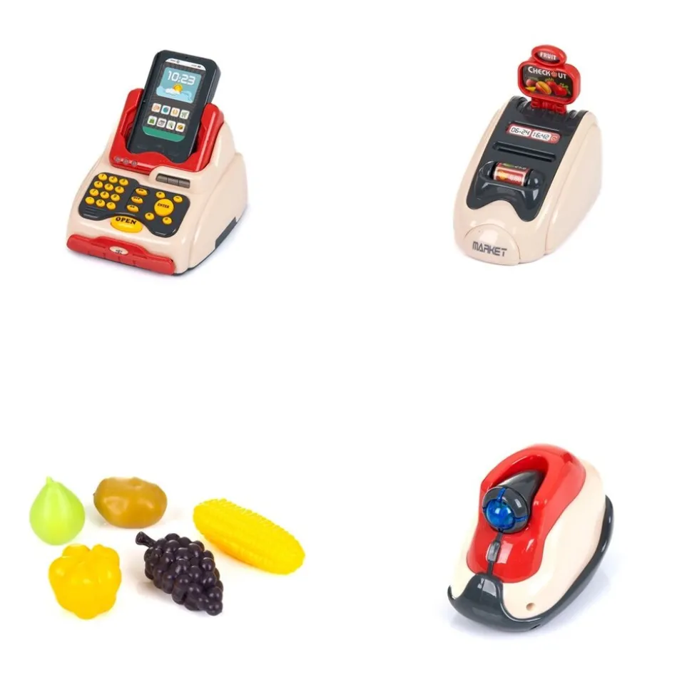 Chipolino Spielzeug Registrierkasse 24-teilig Scanner Kartenleser Obst Korb Geld rot