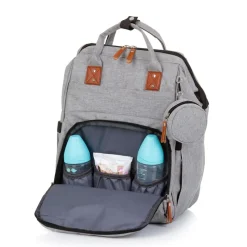 Chipolino Wickeltasche, Kinderwagen Rucksack Reißverschluss Schnullertasche hellgrau