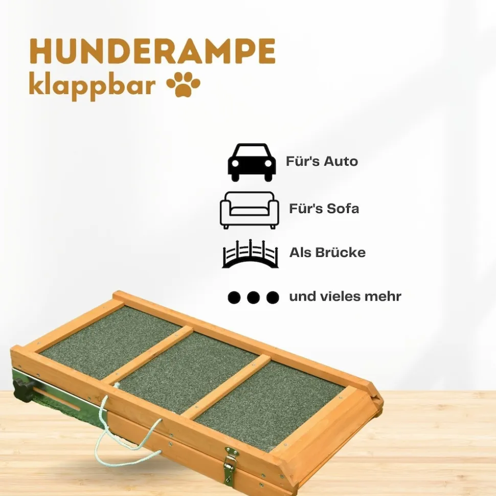Coemo Hunde Rampe klappbar Aufstiegshilfe für Haustiere - Anti-Rutsch-Belag