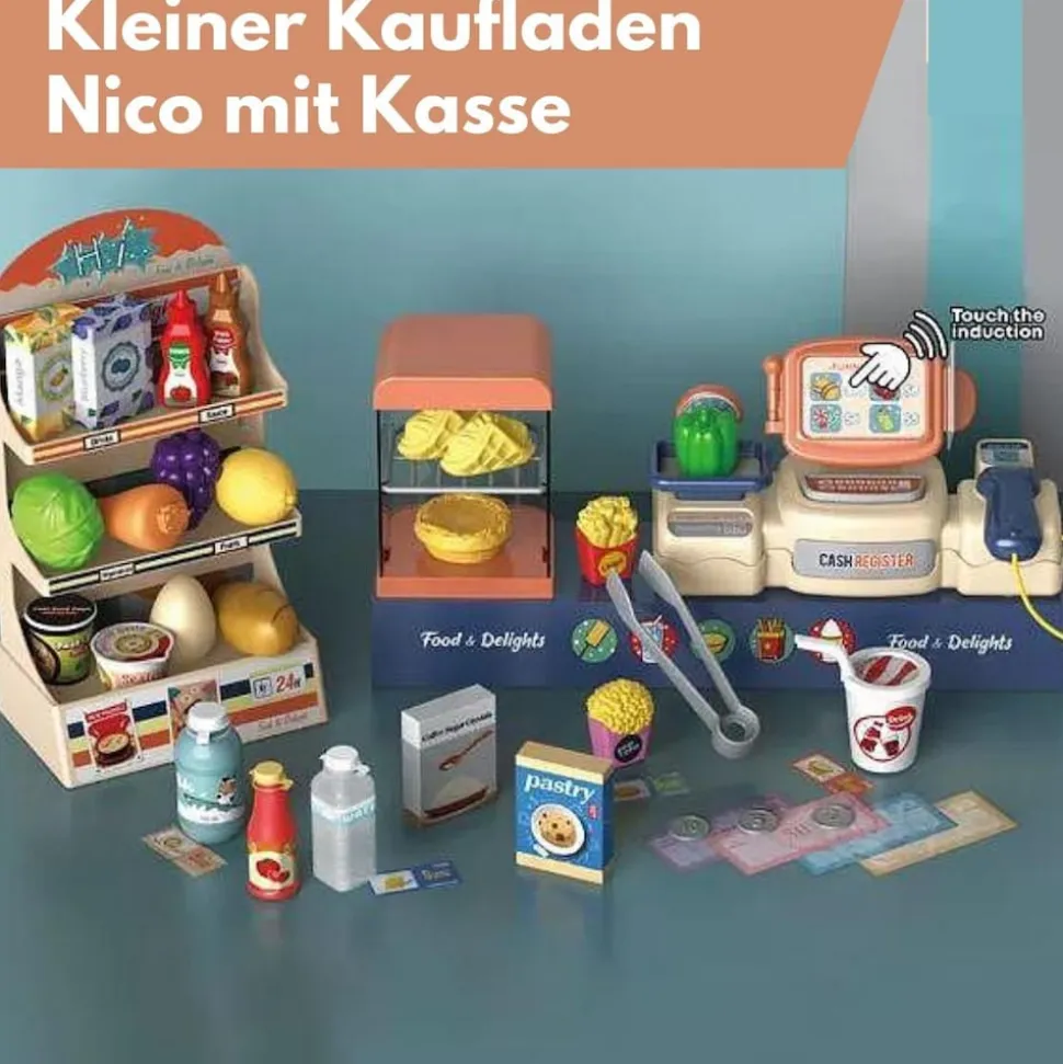 Coemo 2in1 Spielzeugkasse und Supermarkt Nico 42 tlg Zubehör