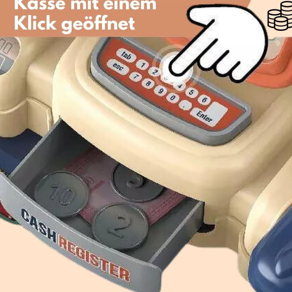 Coemo 2in1 Spielzeugkasse und Supermarkt Nico 42 tlg Zubehör
