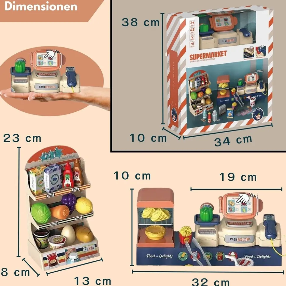 Coemo 2in1 Spielzeugkasse und Supermarkt Nico 42 tlg Zubehör