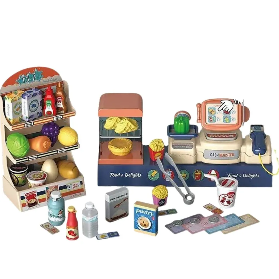 Coemo 2in1 Spielzeugkasse und Supermarkt Nico 42 tlg Zubehör