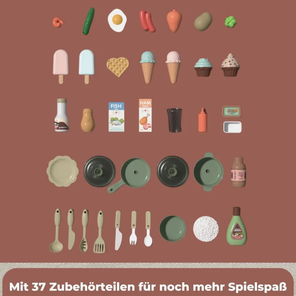 Coemo Kinderküche Jasmin Spielküche mit viel Zubehör Farbe Braun