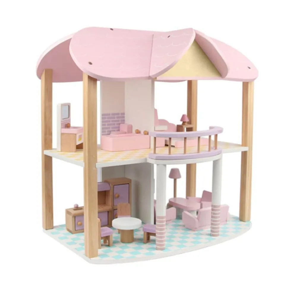 Coemo Puppenhaus Sandy möbliert Holz 2 Etagen