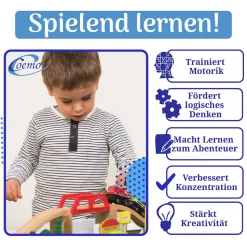 Coemo Spieltisch mit 90-tlg. Holzeisenbahn Farbe Weiß