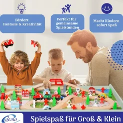 Coemo Spieltisch mit 90-tlg. Holzeisenbahn Farbe Mintgrün