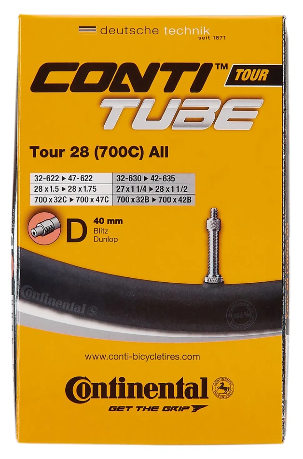 CONTINENTAL-Fahrradgruppenschlauch, 27" x 1 1/4 - 28" x 1.75, Patentventil