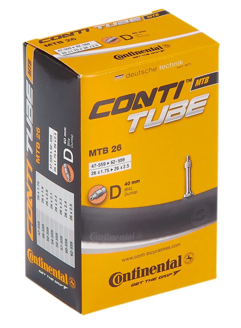 CONTINENTAL-Fahrradschlauch 26" x 1,75 - 2.125, Patentventil
