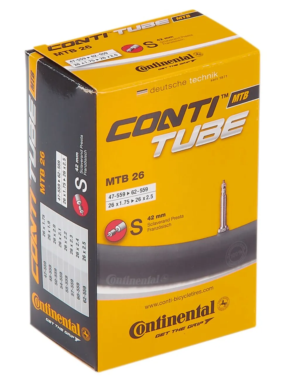 CONTINENTAL-Fahrradschlauch 26" x 1.75 - 2.125, Sclaverandventil