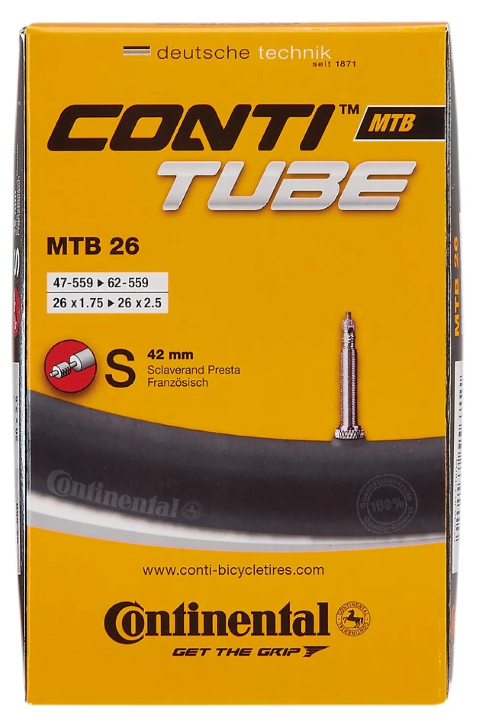 CONTINENTAL-Fahrradschlauch 26" x 1.75 - 2.125, Sclaverandventil